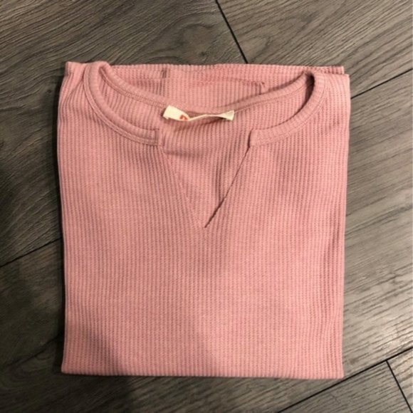 #5 Boho Pink Bell Sleeve Ribbed Top - Picture 3 of 3